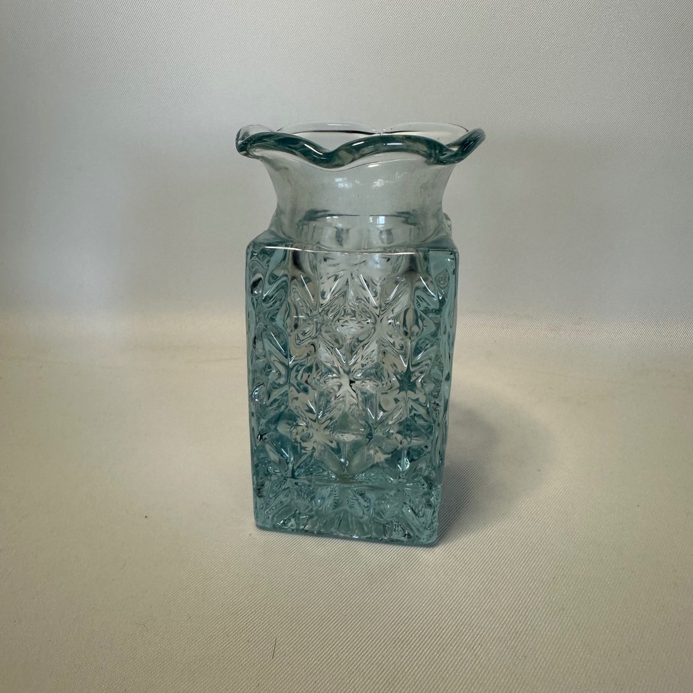 Vintage Pale Blue Apothecary Jar/Bottle Diamond Star Quilt Pattern 4.5" No Lid - Picture 4 of 8